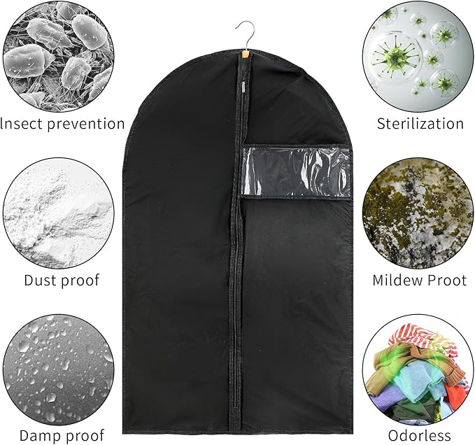 15 Pack Suit Bags Garment Bag for Men Storage 40-inch Clothes Cover with Clear Window and ID Card Holder for Suit Jacket, Skirt, Shirt and Coat