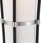 Possini Euro Design Flute Modern Torchiere Floor Lamp Standing 64" Tall Sleek Satin Black Brushed Nickel Metal White Sculptural Linen Shade for Living Room Reading House Bedroom Home Office