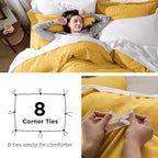 Bedsure Mustard Yellow Duvet Cover Full Size - 3 Pieces Prewashed Extra Soft Cotton-Like Bedding Set, Includes 1 Duvet Cover 80x90 Inches with Zipper Closure & 2 Pillow Shams, Comforter Not Included