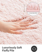 ILANGO Pink Christmas Bathroom Rugs 36" × 24" Non Slip & Super Absorbent Extra Thick Soft, Washable Bath Mat for Floor, Non Shedding Microfiber Shaggy Bath Rug with Rubber for Bathtub Sink