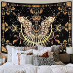 CHDGDHC Butterfly Moth Tapestry,Hippie Floral Aesthetic Wall Tapestries, Psychedelic Aesthetic Decor, Large Tapestry for Bedrooms, Living Rooms, and Dorms-47.64x35.43 Inch