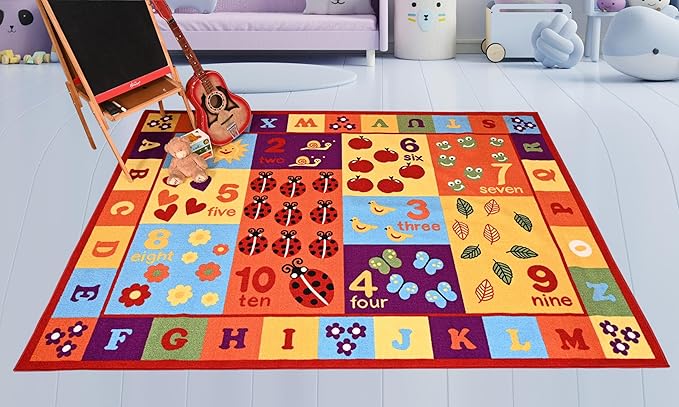 Furnish my Place 740 ABC with Numbers ABC Area Rug for Kids | Educational Alphabet Letter & Numbers | Nurseries Kindergarten | Play Area | Multicolor (4'4"x6'9")