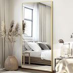 Full Length Mirror, 76"x34" Oversized Floor Mirror Free Standing, Gold Mirror Full Length with Tempered Glass, Large Full Body Mirror for Bedroom Living Room Home Gym