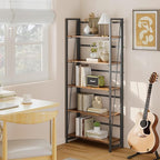 BHG Vintage Multifunctional Folding Bookshelf, No-Assembly Plant Stand Storage Rack Shelves for Home Office (Fire, 5-Tier)