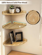 Corner Shelves Wall Mount, Farmhouse Rustic Corner Floating Shelf with Cord Hole, Wooden Storage Organizer Corner Wall Shelves for Kitchen Bathroom Living Room Bedroom Laundry, 12x12 Inch