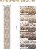 3x18 Runner Rug for Hallway, Non-Slip Long Kitchen Mats for Floor, Vintage Washable Rug for Entryway, Soft Hallway Runner for Dining Room, Bedroom, Living Room(Orange,3'x18')