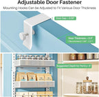 SNTD Over the Door Pantry Organizer - 8 Tier Adjustable Pantry Door Spice Organizer, Large Capacity Hanging Door Spice Rack for Kitchen Pantry Organizers and Storage (White, 12.3" W x 4.7" D x 69" H)
