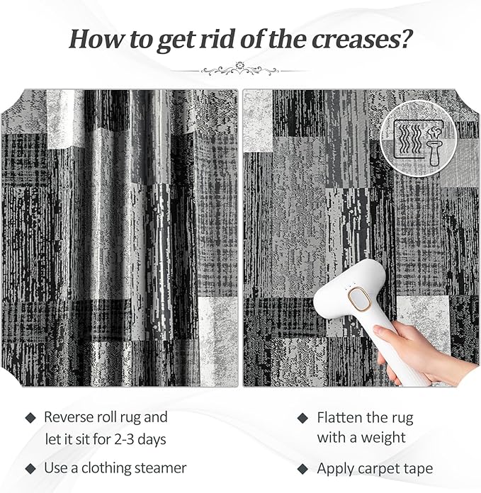 FlyDOIT Modern Geometric Patchwork Area Rug, 2.7x10 Grey Runner Rugs for Living Room, Rockwood Collection Indoor Rugs for Bedroom, Throw Carpet Floor Decor for Entryway Dining Room Office Nursery