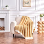 CozeCube Super Soft Fullfy Microfiber Reversible Knitted Blankets, Warm Cozy Fuzzy Plush Throw, Orange and White Melange Throw Blanket for Couch Bed Sofa, 50" x 60"