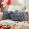 FUTEI Grey Decorative Throw Pillow Covers 12x20 Inch Set of 2,Soft Solid Rose Swirl Textured Lumbar Pillow Case,Valentine's Day Decor for Couch Living Room