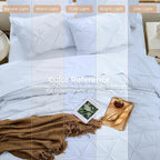 Sasttie Queen Comforter Set, 7-Piece Bed in a Bag, Pintuck Bedding Sets for All Season, Includes Comforter, Flat Sheet, Fitted Sheet, Pillowcases and Pillowshams, Light Blue