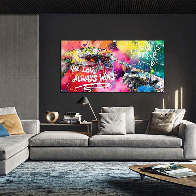 Canvas Graffiti Wall Art for Living Room - Banksy Wall Decor for Bedroom Teen Girl Ready to Hang Size 24" x 48"