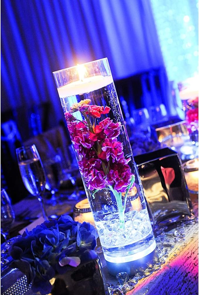 WGVI Quality Thick Weighted Clear Cylinder Glass Vases, 3" W x 12" H, Skinny Bud Vase Narrow Floral Bouquet Flower Arrangements Storage Container Candle Holders Decorative Accents, 1 Piece