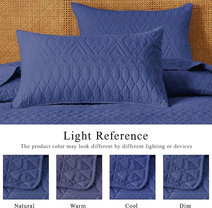 akkialla Twin Size Quilt Bedding Set,Navy Blue Lightweight Microfiber Soft Bedspreads,Modern Style Geoetric Pattern Coverlet Set for All Seasons,2 Piece(1 Quilt,1Pillow Sham)
