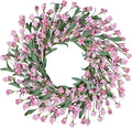 Wreaths for Front Door, 24 Inch Spring/Summer Front Door Wreath, Pink Paper Flower Wreath for All Seasons for Indoor Home Wall Window Office Wedding Farmhouse Decor (Pink)