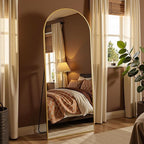 Full Length Mirror, 59"x19" Arched Full Body Mirror, Oversized Floor Mirrors, Leaning Free Standing Mirrors, Hanging Mounted Large Mirrors for Bedroom Dressing Room, Cloakroom, Gold