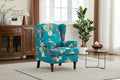 KEIKI Floral Accent Chair for Living Room - Stylish Vintage Elegance with Retro Wood Legs, Upholstered Armchair for Modern Comfort