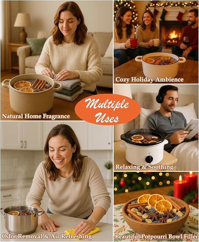 Simmer Pot Potpourri, Warm House Stovetop Potpourri with Cinnamon, Cloves, Apple, Orange and Star Anise, Simmering Potpourris for Home Fragrance, Odor Removal, Holiday, Relaxing, Housewarming Gift