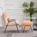 MCombo Accent Recliner Chair with Ottoman, Modern Fabric Armchair, Upholstered Sofa Bed for Living Room Bedroom, Small Space 4055 (Black Frame, Beige)