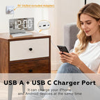 SZELAM Digital Clock,Alarm Clock Bedside,7.3'' Large LED Mirror with Date Display,Dual Alarm with 3 Mode,Brightnee Adjust,DST,Snooze Function,USB C Charging Port,5 Levels Volume for Desk Bedroom Teens