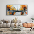 KLAKLA Black and White Canvas Wall Art for Living Room Bedroom Bathroom Orange Paris Theme Room Decor Oil Painting Print Tower Eiffel Painting for Wall Decor 20x40 Inches