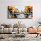 KLAKLA Black and White Canvas Wall Art for Living Room Bedroom Bathroom Orange Paris Theme Room Decor Oil Painting Print Tower Eiffel Painting for Wall Decor 20x40 Inches