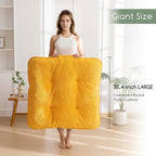 35" Washable Floor Pillow Cushion for Adults, Meditation Cushion Pillow, Extra Large Square Floor Sitting, Removable Tufted Corduroy Cover, for Tatami Living Room or Yoga, Orange, Machine Washable