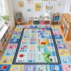 Kids ABC Rug for Playroom, Classroom Alphabet Area Carpet Playmat,Washable Toddler Mat for Baby Room,Play Room,Bedroom,Floor,Nursery (Blue,9'x12')