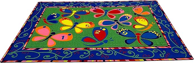 KIDCARPET.COM Learning On The Fly Rectangle Classroom Rug | Bordered Area Rug for Preschool Daycare Learning, 6' x 8'6"