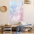 Ambesonne Marble Print Tapestry, Pastel Toned Cloudy Crack Lines Stained Antique Shabby Design, Wall Hanging for Bedroom Living Room Dorm Decor, 40" X 60", Pink