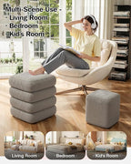 Square Set of 2 Sherpa Storage Ottoman Stool with Removeable lid,Load up to 440 lbs Footstool, Boucle Vanity Stool for Livingroom Bedroom Gray UASND69G