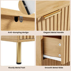 GarveeHome Natural 6 Drawer Dresser for Bedroom, Fluted 47.2 in Wide Modern Chest of Drawers with Deep Drawers, Long Large Double Dresser TV Stand for Living Room, Hallway, Kids Room