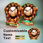 Customized Name Baseball Led Night Desk Clock,Bedroom Time Night Light,Quartz Movement,Silent Pointers,10,12 in,Baseball Themed Birthday Gift Decorating Boy's Room