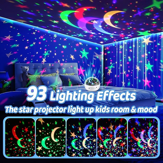 PIKOY Dinosaur Toys Night Light Projector, 93 Lighting Mode Baby Sensory Toys 6-12 Months,360° Rotate Kids Sensory Toys for Autism,Dimmable+Timer+Remote 1 Year Old Boy Gifts 1 Year Old Girl Gifts