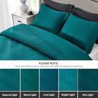 Maple&Stone Quilt Set King Size, Lightweight Teal Bedspread Ultrasonic Chevron Pattern Light Coverlet for All Season Comforter Bedding Decor - 3 Piece King Bed Cover Sets