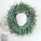 32" Eucalyptus Wreath for Front Door - Large Artificial Greenery Outdoor Wreath for Porch, Window,Farmhouse,Home,Holiday,Hanging Decor- Spring, Summer, Fall, All Seasons (Green)