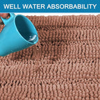 H.VERSAILTEX Bathroom Rugs Bath Rug Set 2 Piece Bathroom Contour Rug Toilet Mat Non Slip Contour Bath Rug Ultra Thick Water Absorbent Striped Bath Mats Washable(47" x 17" Plus 20" x 20" U, Muted Clay)
