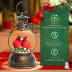 Christmas Snow Globes, Valentines Day Snow Globes, Cardinal Christmas Snow Lantern with 8 Songs, 6H Timer Battery & USB Powered Glitter Music Box for Christmas Table Decorations