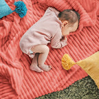 DISSA Fleece Blanket Queen Size – 90x90, Coral - Soft, Plush, Fluffy, Fuzzy, Warm, Cozy – Perfect Throw for Couch, Bed, Sofa - with Pompom Fringe - Flannel Blanket