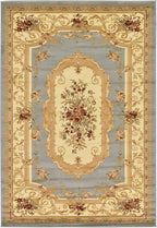 Rugs.com Chateau Collection Rug – 6' x 9' Light Blue Medium Rug Perfect for Bedrooms, Dining Rooms, Living Rooms