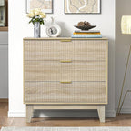 Anmytek 3 Drawer Dresser for Bedroom, Modern Closet Dressers Chest of Drawers, Wood Tall Dresser Storage Dresser Large Nightstand for Bedroom Living Room Hallway Closet, H0113
