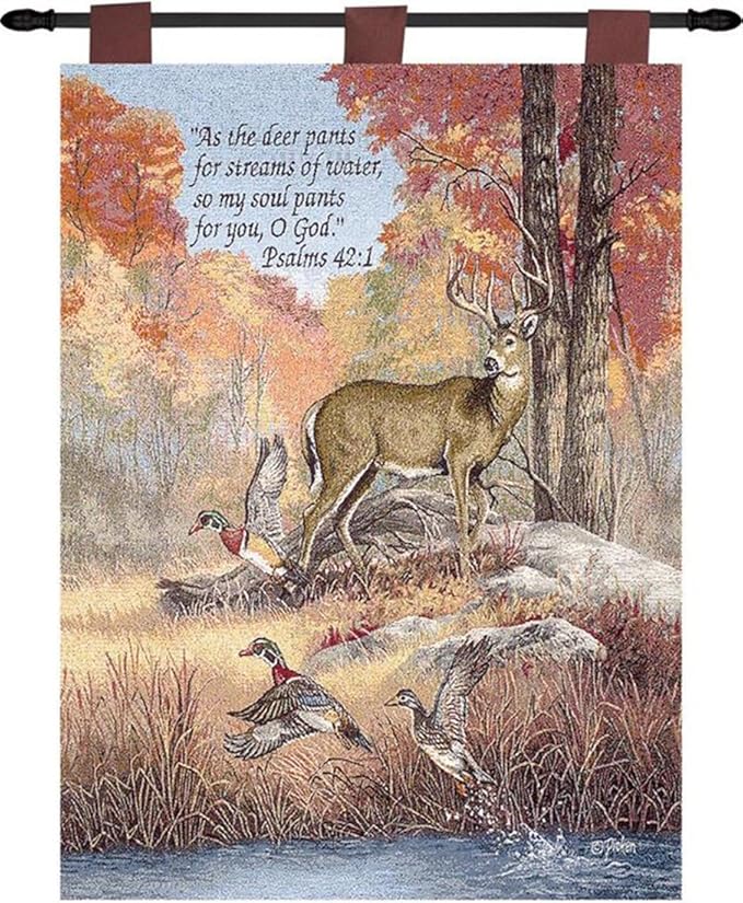 Manual Inspirational Collection 26 X 36-Inch Wall Hanging and Finial Rod, Fur Feathers and Fall with Verse by Linda Picken