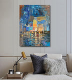 Art Hand-Painted Abstract Landscape Oil Painting Sea Landscape Modern Abstract Art Home Wall Decoration 40x28 Inches