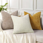 decorUhome Spring Oatmeal Chenille Throw Pillow Covers 18x18 Set of 2 Textured Soft Cozy Slubby Couch Pillow Covers Modern Farmhouse Boho Decorative Pillow Cases for Bed Sofa Living Room