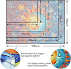 Sun and Moon Tapestry Boho Hippie Orange Red Blue Floral Tapestry for Bedroom Aesthetic Abstract Plant Flowers Stars Small Tapestries Wall Hanging for Living Room Dorm 48 x 36 Inch