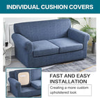 KRFOONN 3 Piece Stretch Sofa Couch Covers for 2 Cushion Couches Printed Loveseat Slipcover with 2 Separate Seat Cushion Covers Washable Sofa Slip Covers Furniture Protector (Loveseat, A1), Medium