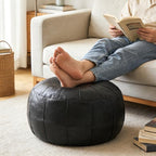 Thgonwid Unstuffed Moroccan Ottoman Pouf Cover, Ottoman Footstool Storage Solution, Bean Bag Chair, Foot Rest, Black