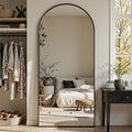 Full Length Mirror, 72"x32" Arched Full Body Mirror, Oversized Floor Mirrors, Leaning Free Standing Mirrors, Hanging Mounted Large Mirrors for Bedroom Dressing Room, Cloakroom, Black