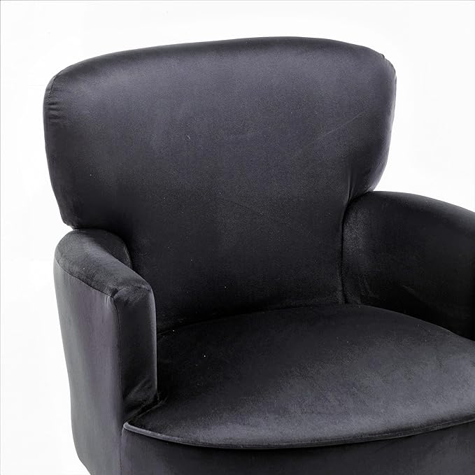 Trendy Velvet Accent Chair with Gold Metal Legs, Upholstered Armchair for Small to Mid-Size Spaces, Modern Living Room, Bedroom, Vanity Desk and Entryway, Black