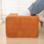 20x20x14 Inches Fluffy Square Pouf Ottoman - Plush Furry Ottoman Foot Rest Stool with High-Density Foam, Versatile Floor Seating for Living Room (Burnt Orange)